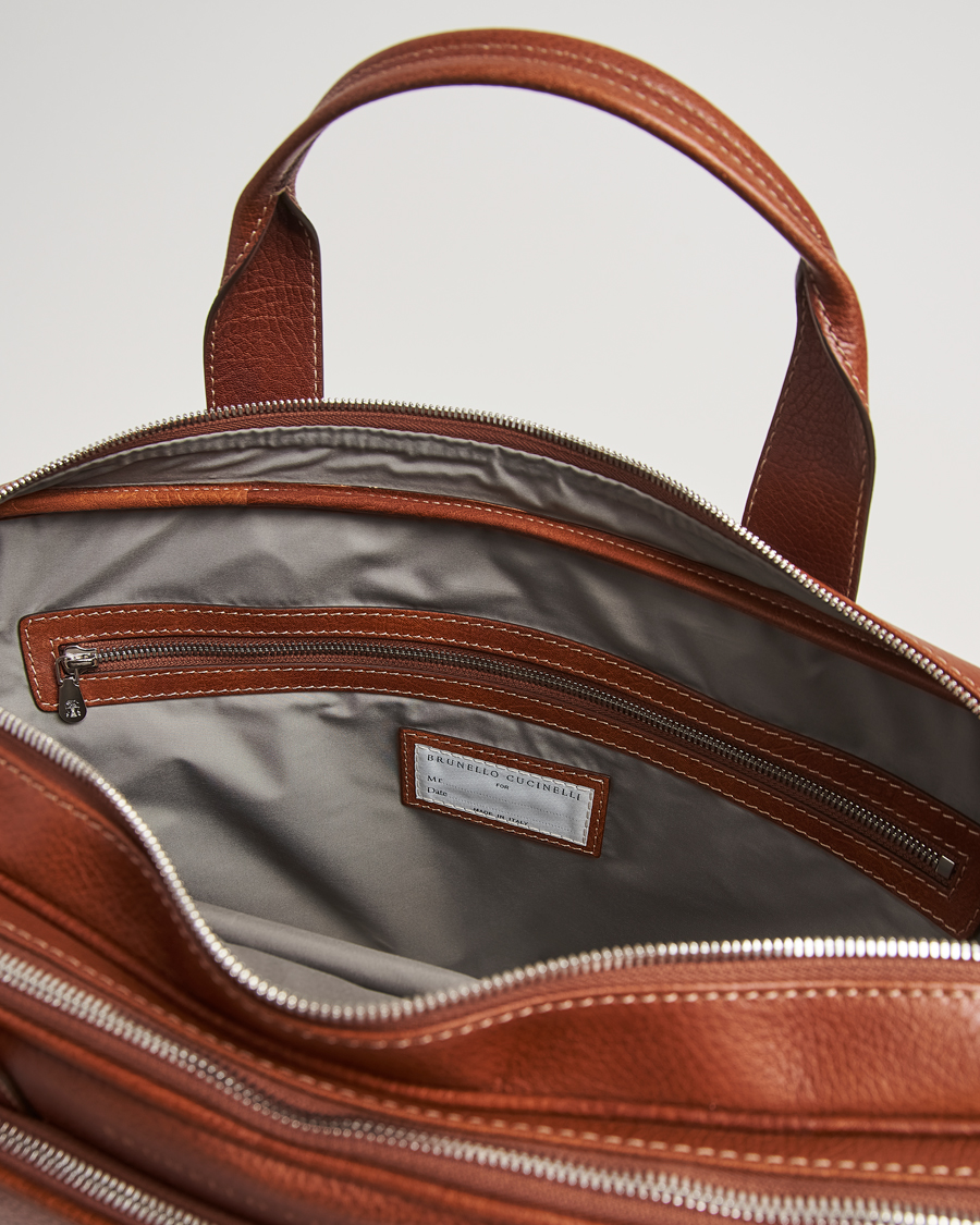 Herren | Taschen | Brunello Cucinelli | Grain Leather Briefcase Cognac