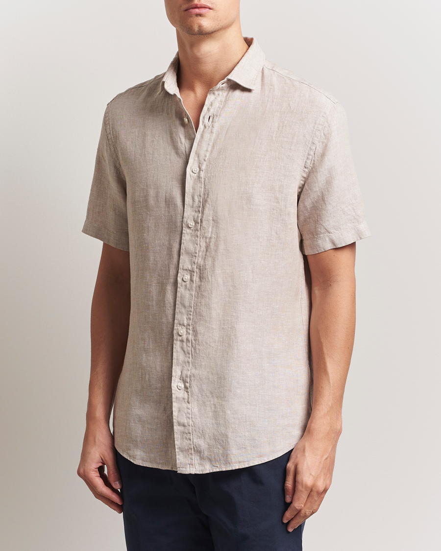 Herren | Hemden | Charles Tyrwhitt | Pure Linen Short Sleeve Slim Fit Shirt Oatmeal