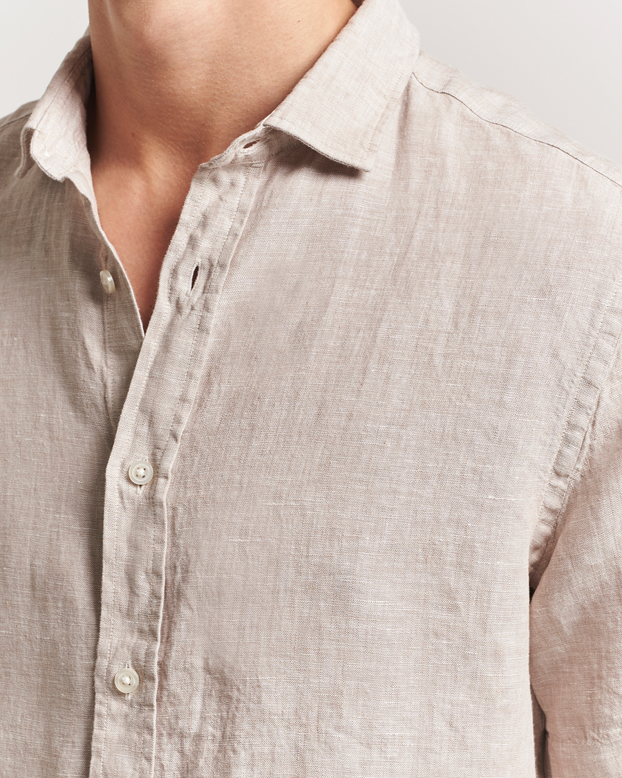 Herren | Hemden | Charles Tyrwhitt | Pure Linen Short Sleeve Slim Fit Shirt Oatmeal