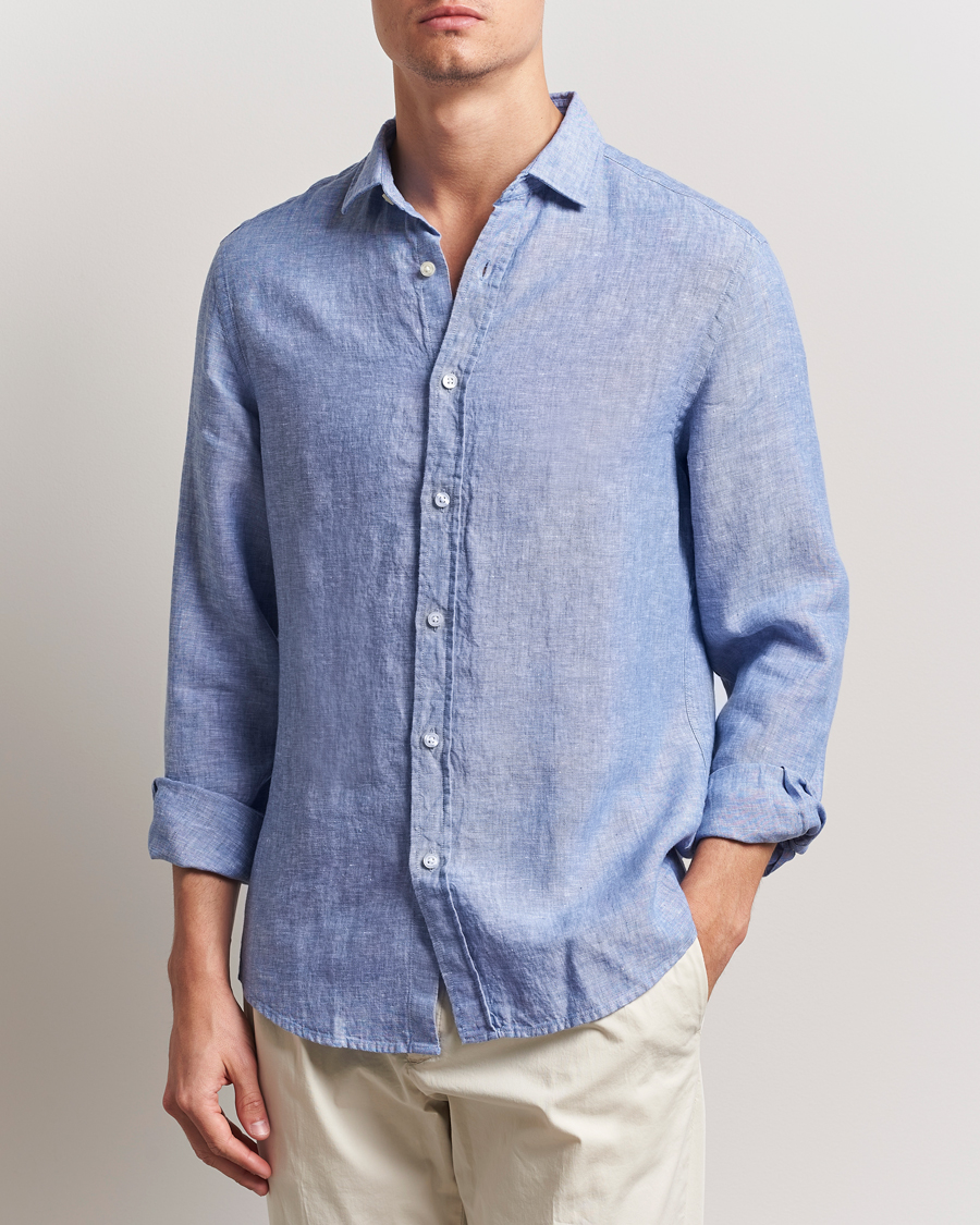 Herren | Hemden | Charles Tyrwhitt | Pure Linen Slim Fit Shirt Cobalt Blue