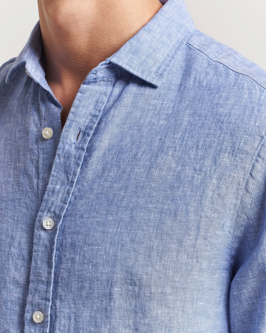 Herren | Hemden | Charles Tyrwhitt | Pure Linen Slim Fit Shirt Cobalt Blue