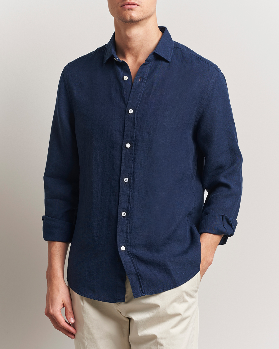 Herren | Hemden | Charles Tyrwhitt | Pure Linen Slim Fit Shirt Navy