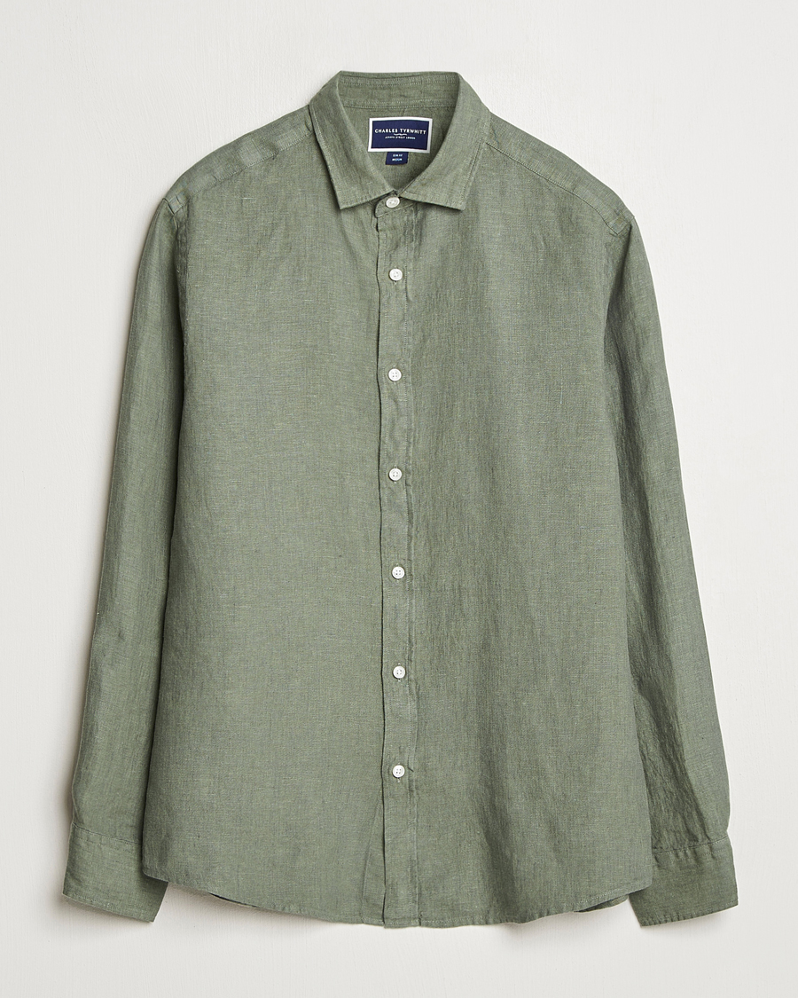Herren | Hemden | Charles Tyrwhitt | Pure Linen Slim Fit Shirt Olive