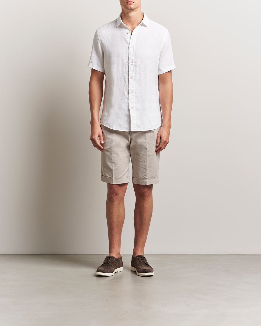Herren | Hemden | Charles Tyrwhitt | Pure Linen Short Sleeve Slim Fit Shirt White