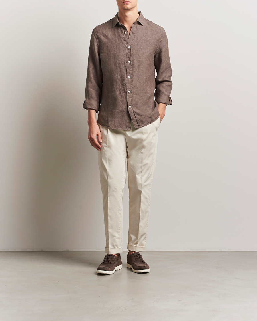 Herren | Hemden | Charles Tyrwhitt | Pure Linen Slim Fit Shirt Mocha