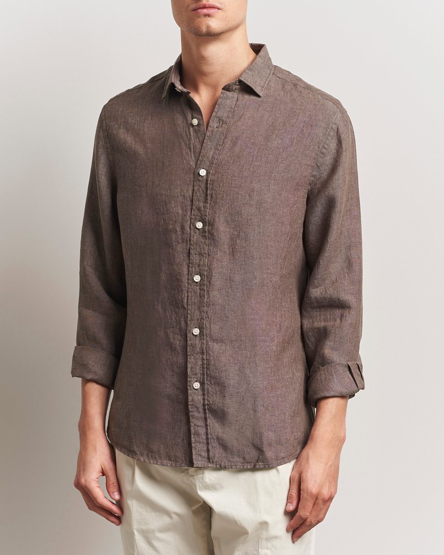 Herren | Hemden | Charles Tyrwhitt | Pure Linen Slim Fit Shirt Mocha