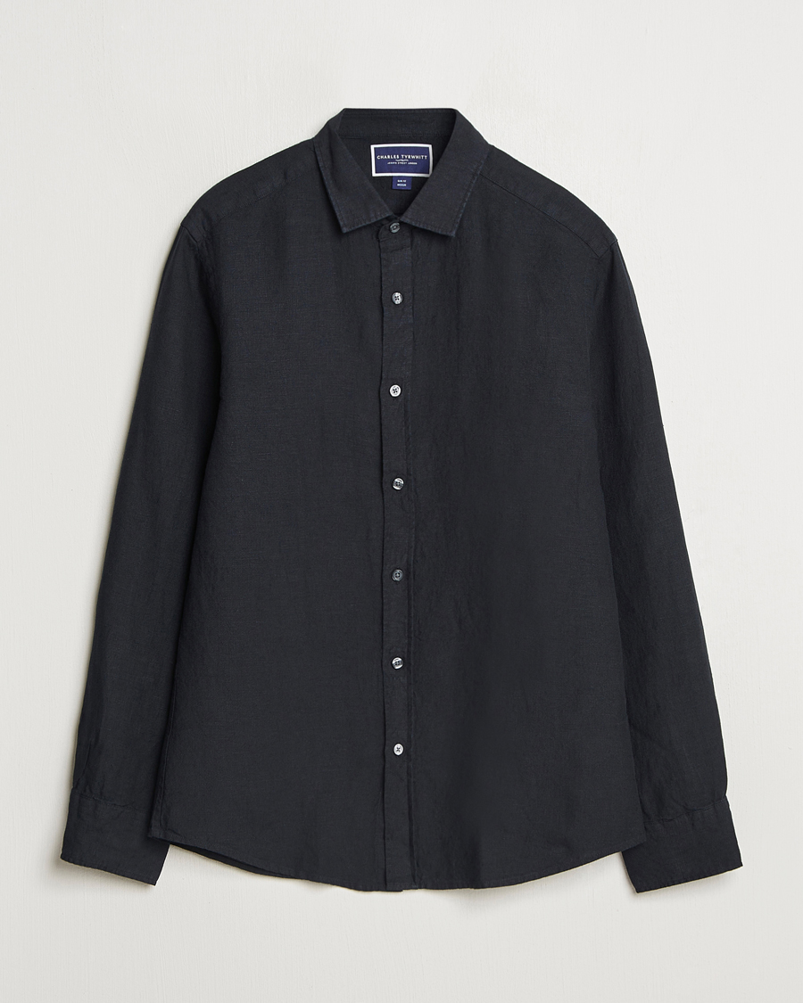 Herren | Hemden | Charles Tyrwhitt | Pure Linen Slim Fit Shirt Black