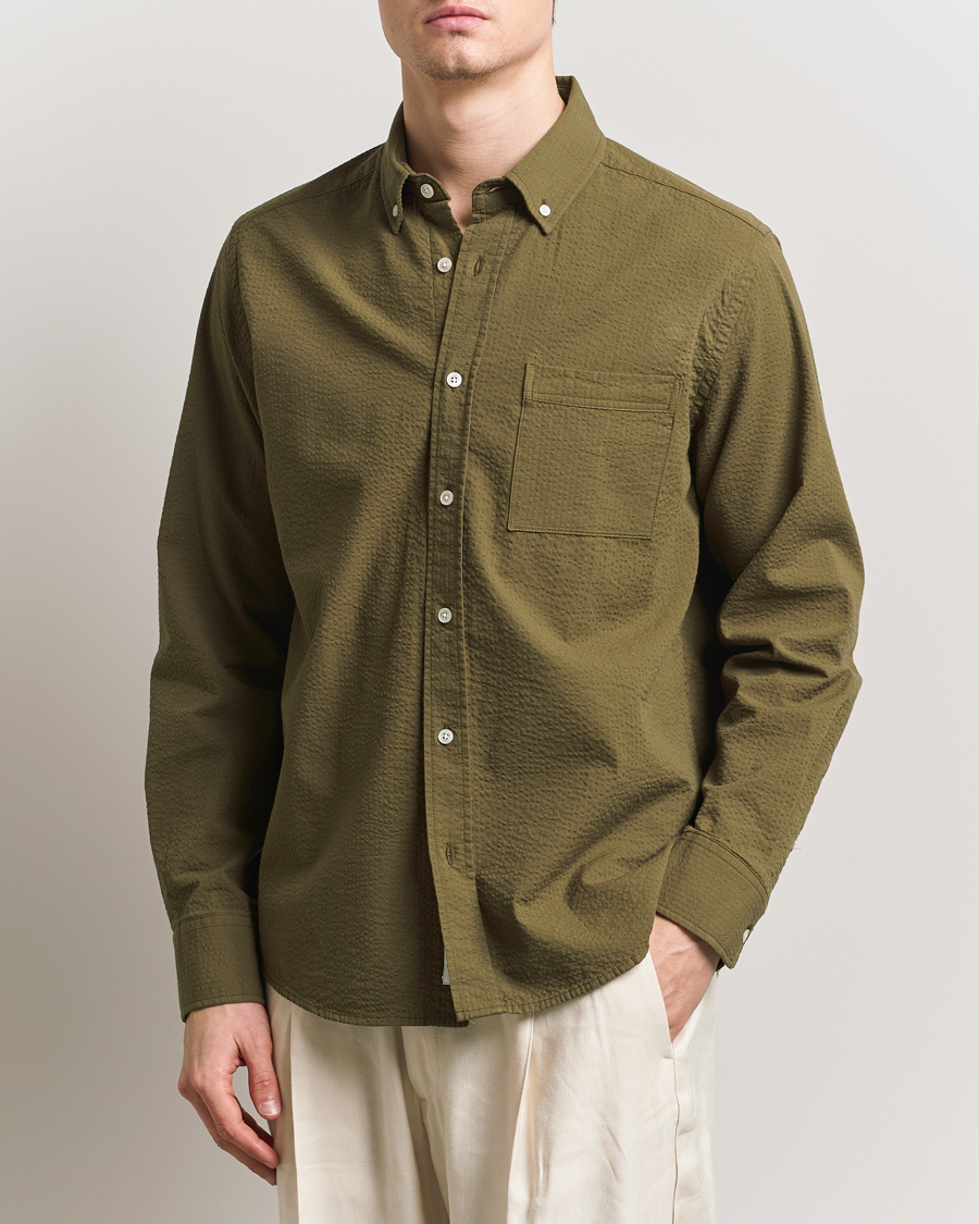 Herren | Hemden | Forét | Hornet Seersucker Shirt Army