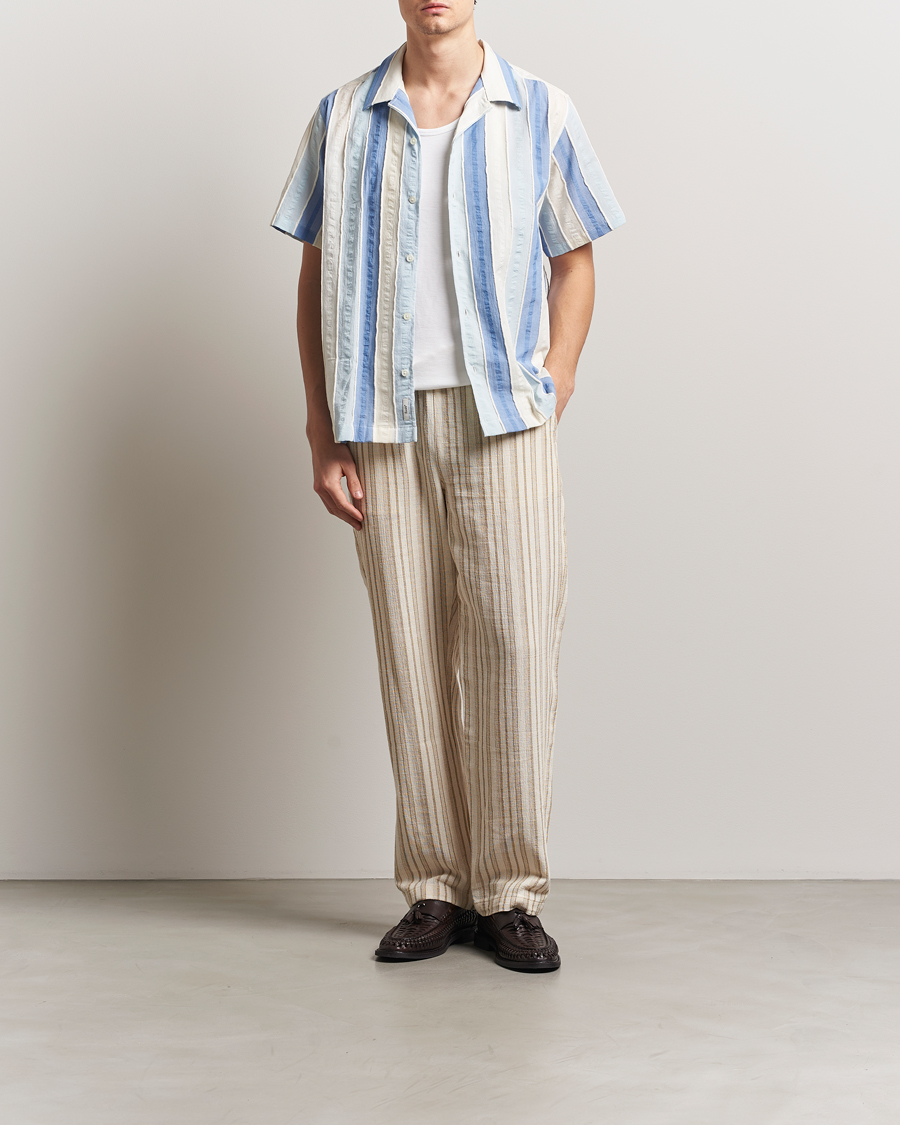 Herren | Hemden | Forét | Peer Jaquard Short Sleeve Shirt Blue