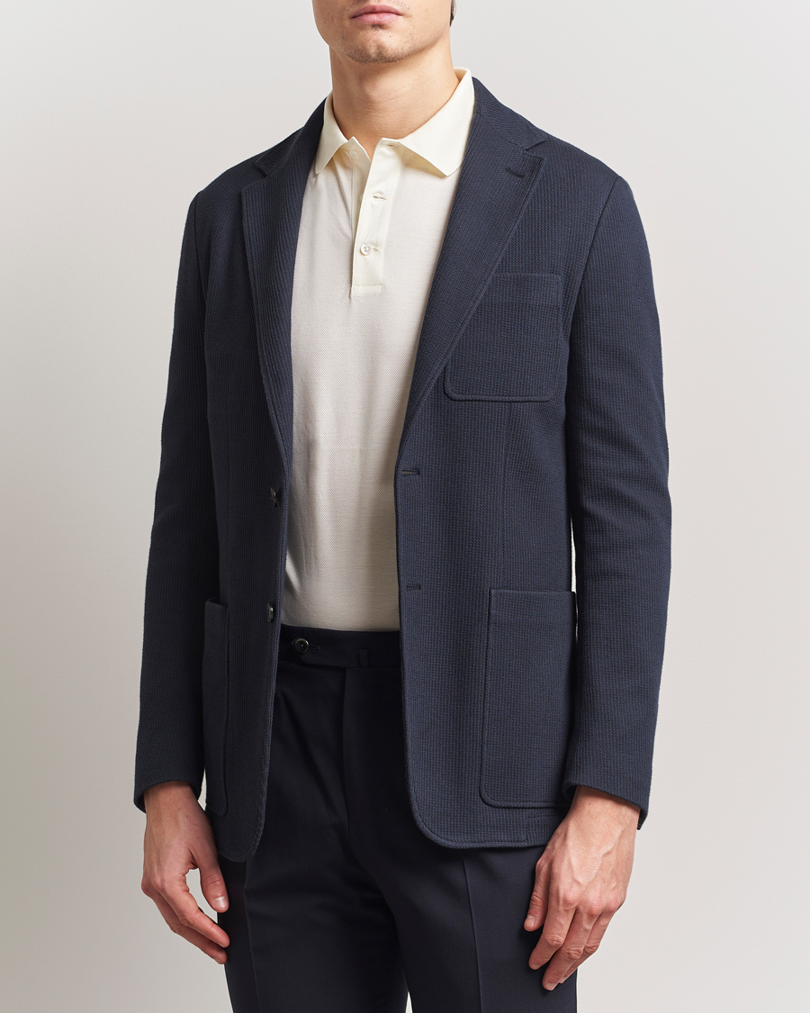 Herren | Sakkos | Canali | Cotton Blend Jersey Blazer Navy