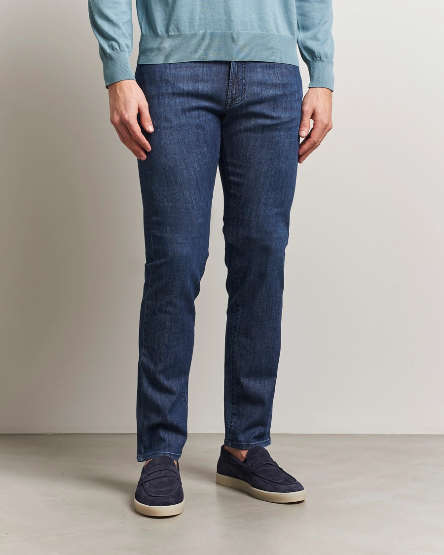 Herren | Jeans | Canali | Slim Fit 5-Pocket Jeans Dark Blue Wash