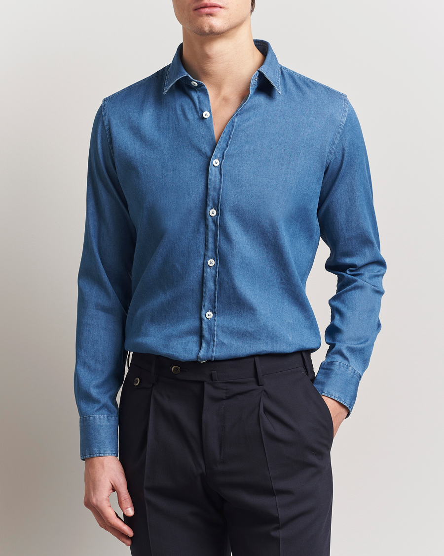 Herren | Hemden | Canali | Slim Fit Denim Shirt Medium Blue Wash