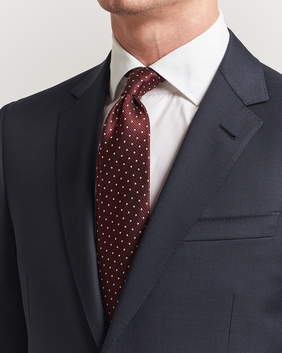 Herren | Krawatten | Canali | Micro Dot Silk Tie Burgundy