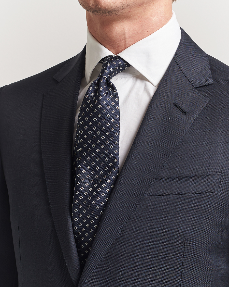 Herren | Krawatten | Canali | Jacquard Flower Silk Tie Navy