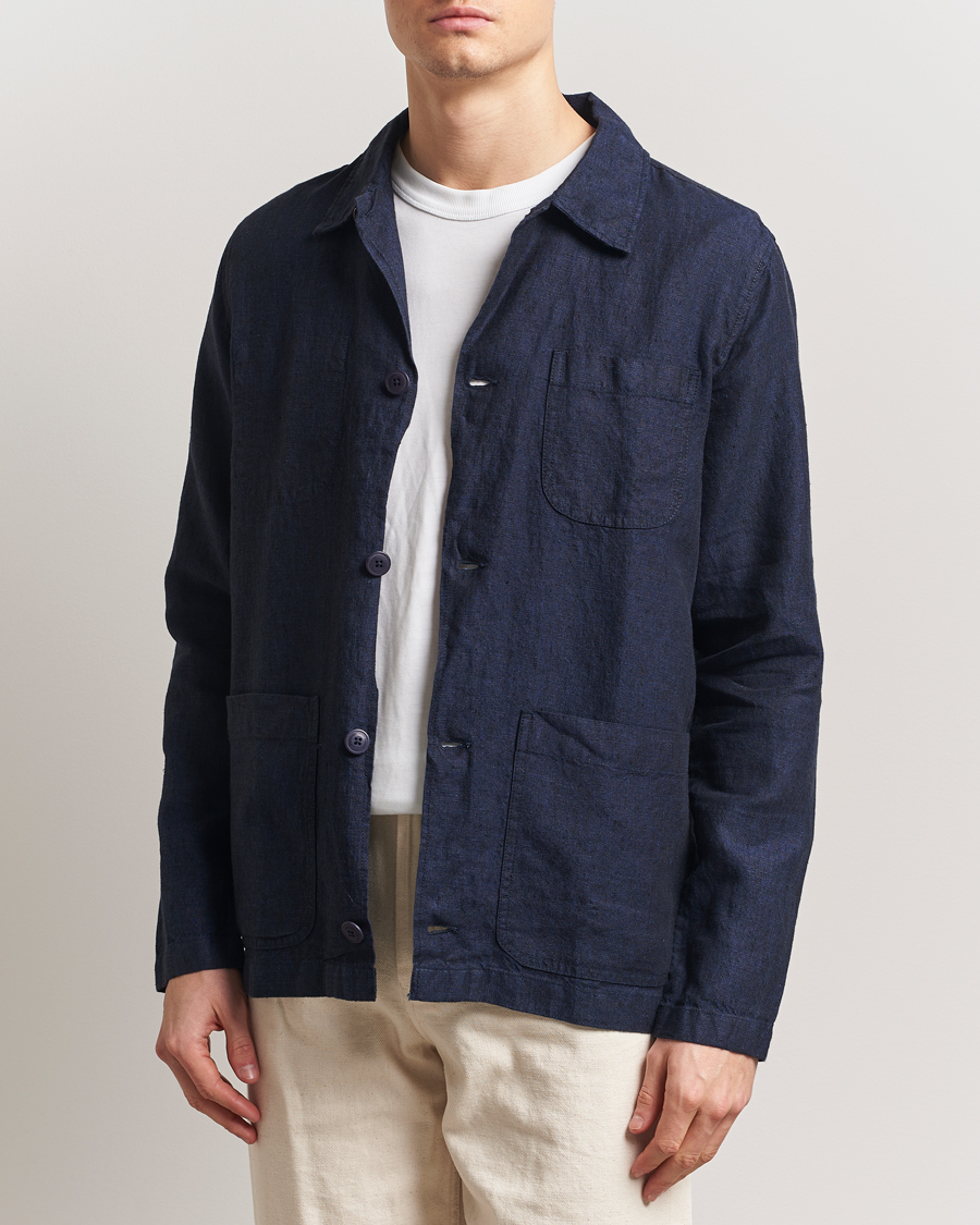 Herren | Hemden | KnowledgeCotton Apparel | Linen Overshirt Total Eclipse