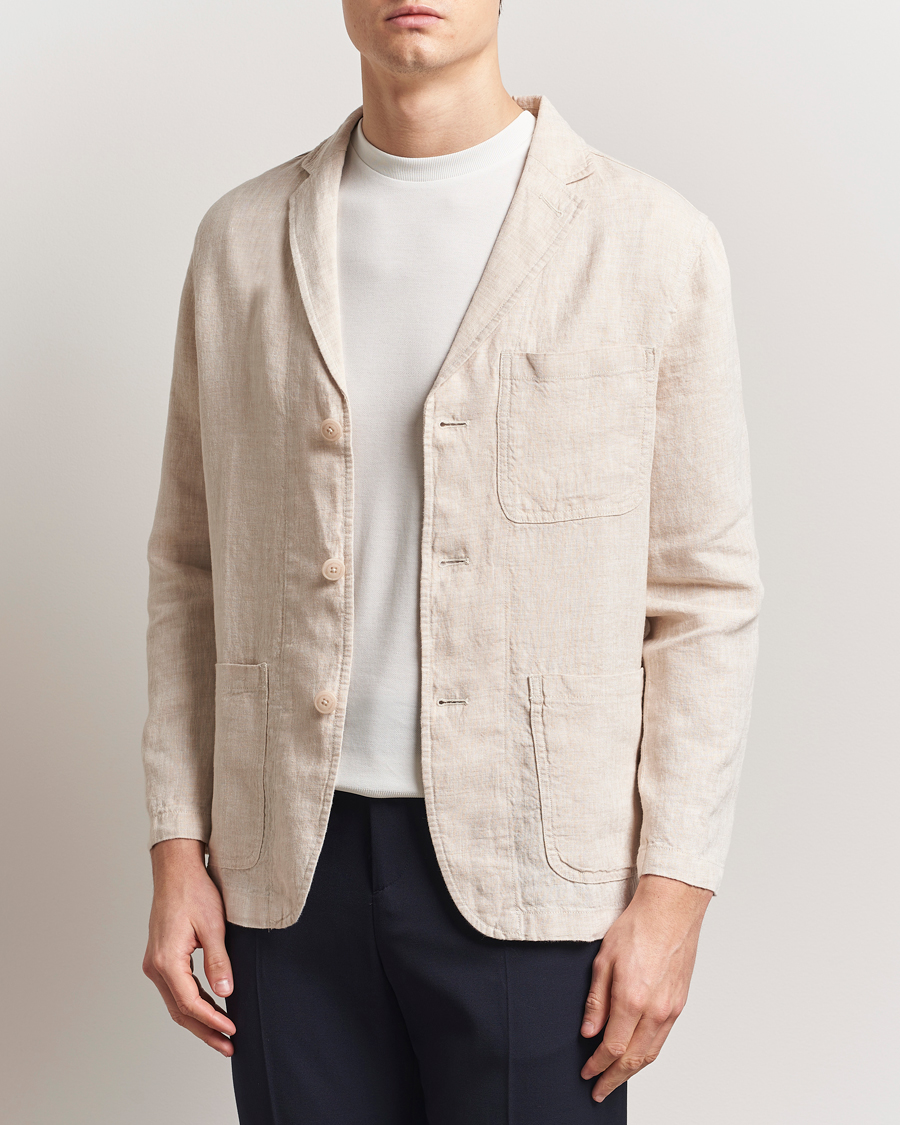 Herren | Sakkos | KnowledgeCotton Apparel | Linen Blazer Light Feather Grey