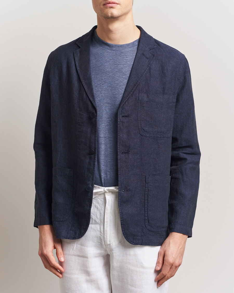 Herren | Sakkos | KnowledgeCotton Apparel | Linen Blazer Total Eclipse