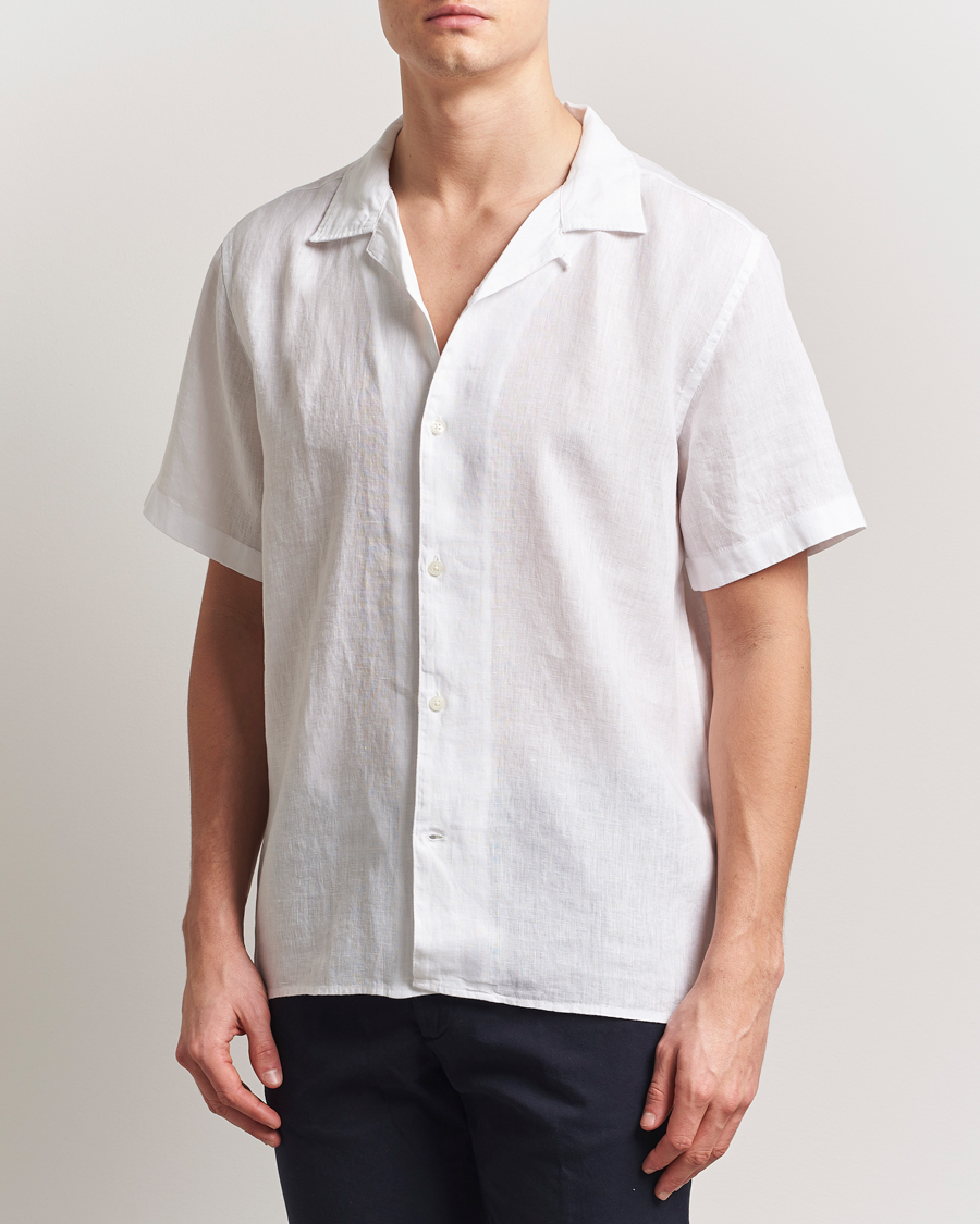 Herren | Hemden | KnowledgeCotton Apparel | Short Sleeve Linen Resort Shirt Bright White