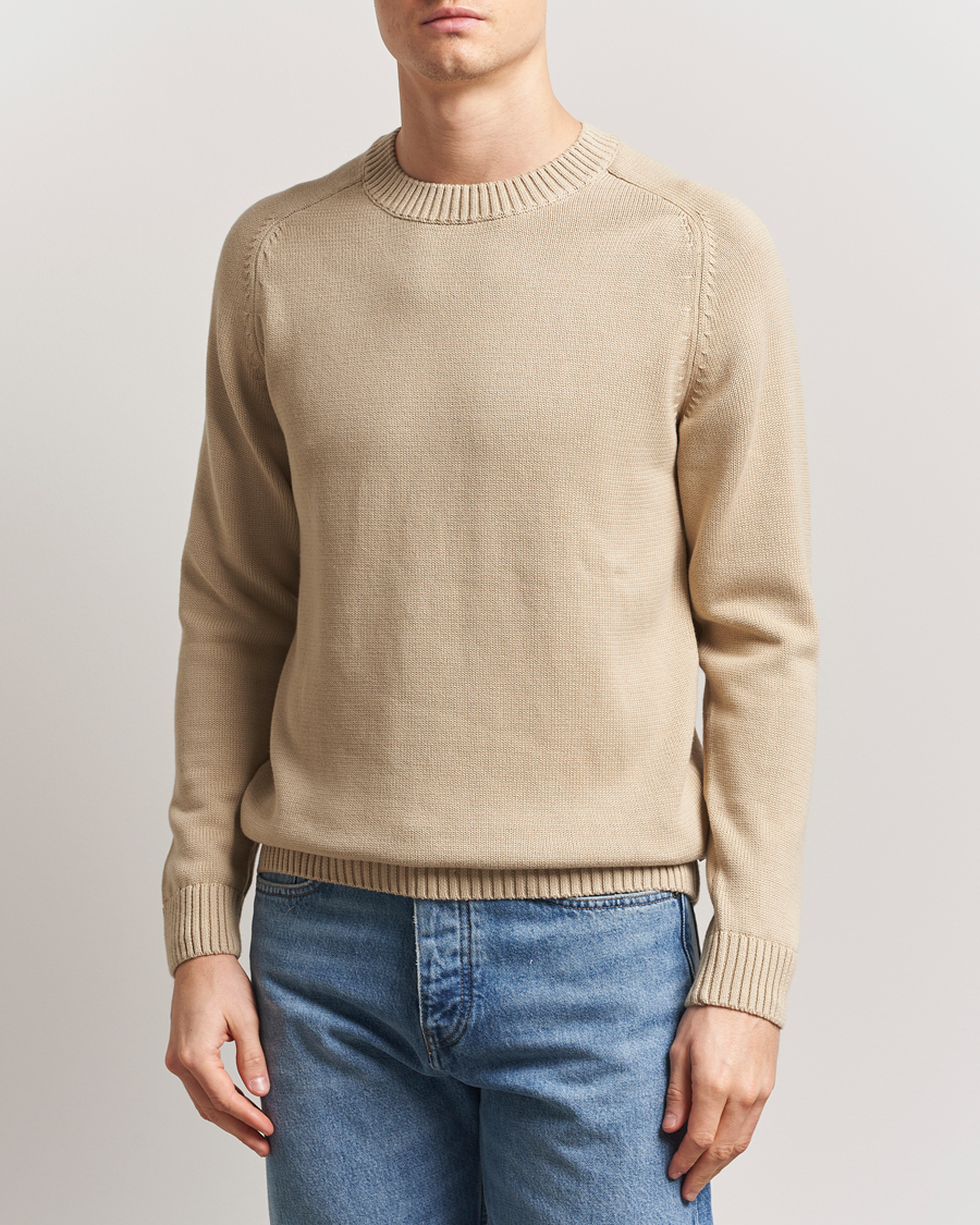 Herren | Pullover | KnowledgeCotton Apparel | Plain Knitted Cotton Crew Light Feather Grey