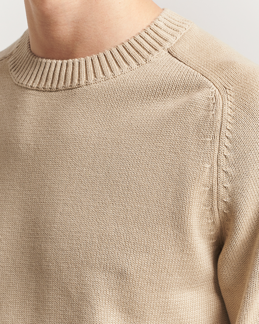 Herren | Pullover | KnowledgeCotton Apparel | Plain Knitted Cotton Crew Light Feather Grey