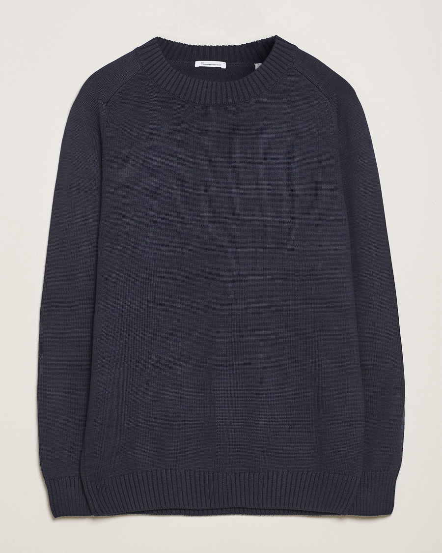 Herren | Pullover | KnowledgeCotton Apparel | Plain Knitted Cotton Crew Night Sky