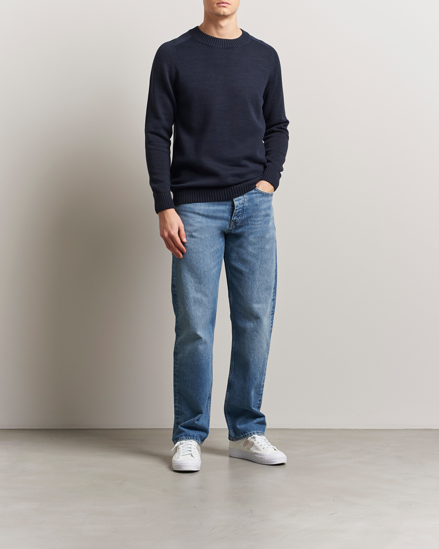 Herren | Pullover | KnowledgeCotton Apparel | Plain Knitted Cotton Crew Night Sky