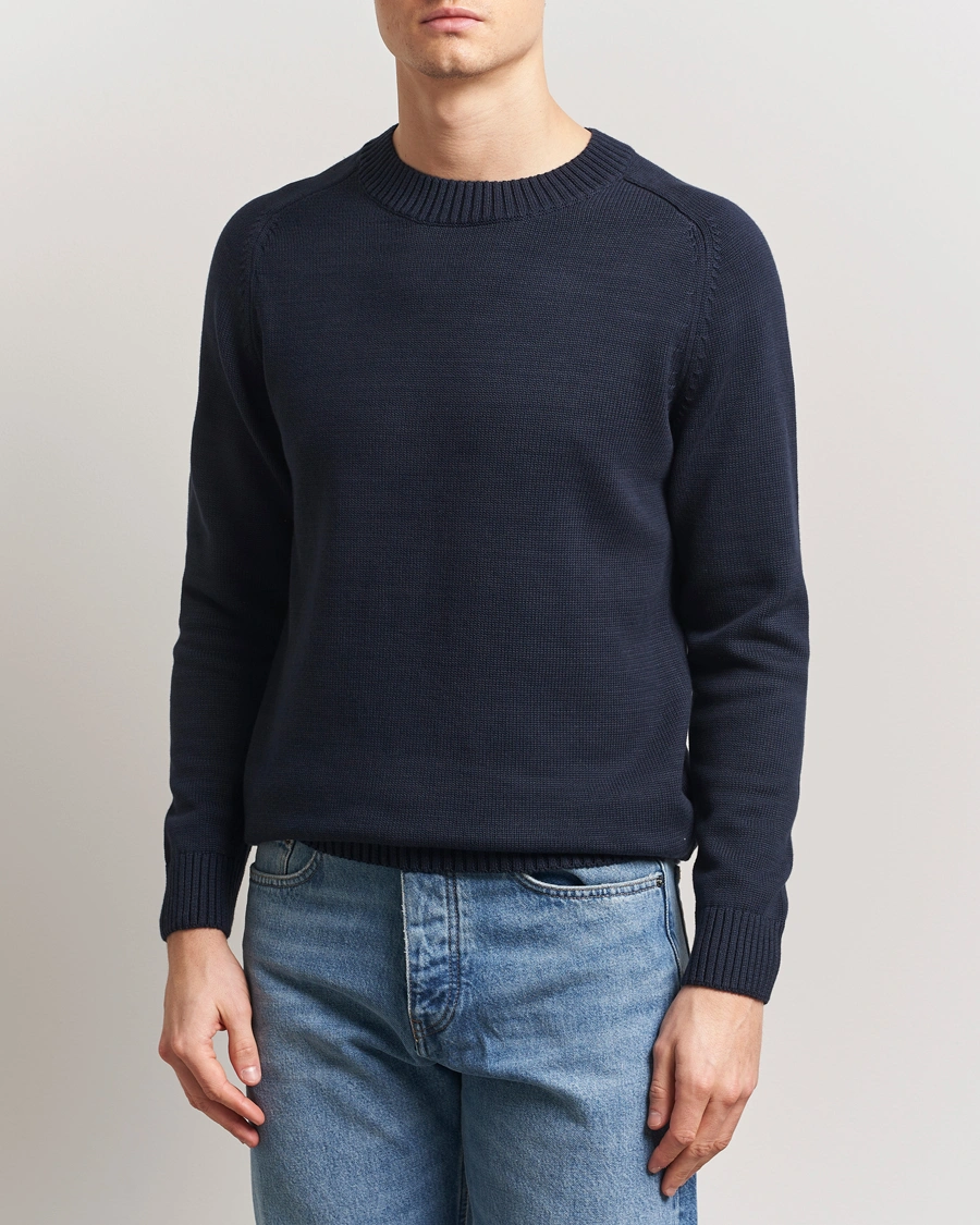 Herren | Pullover | KnowledgeCotton Apparel | Plain Knitted Cotton Crew Night Sky