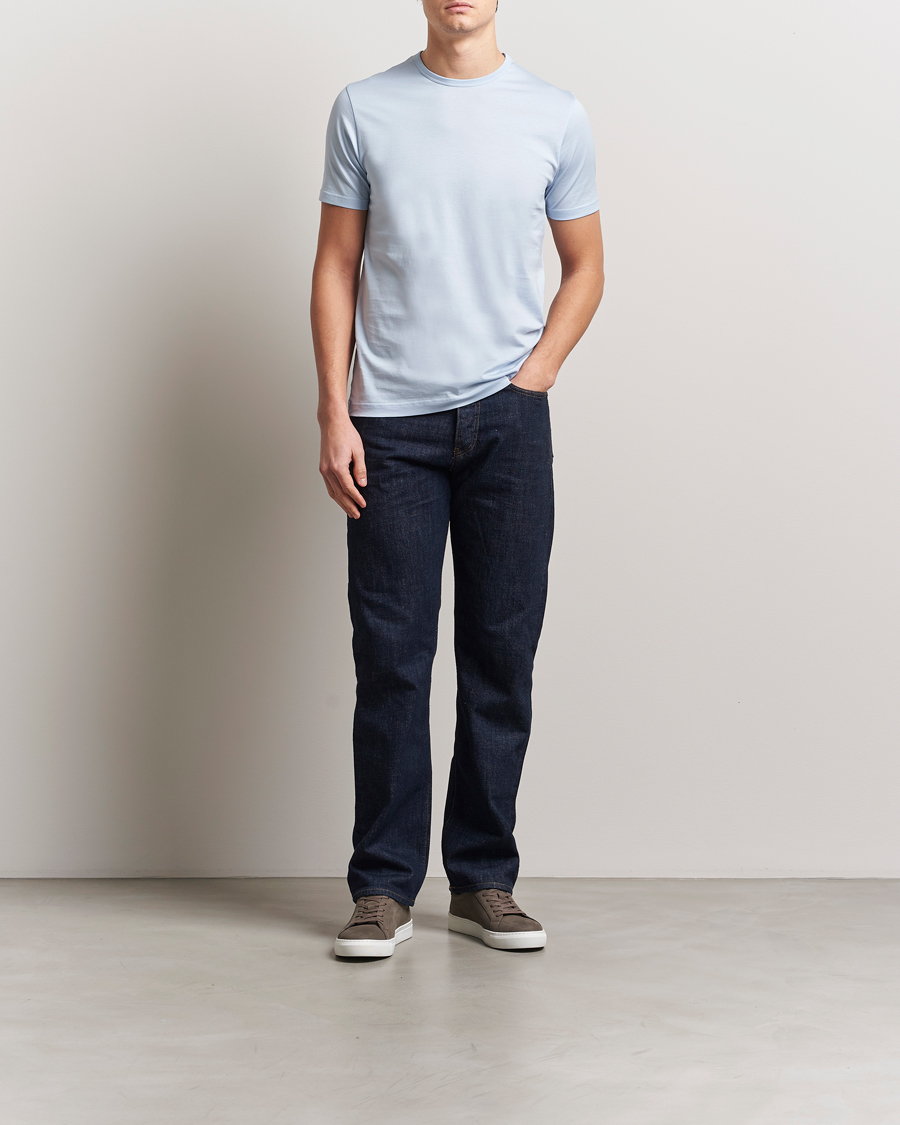 Herren | T-Shirts | Sunspel | Crew Neck Q82 Cotton T-Shirt Blue Mist