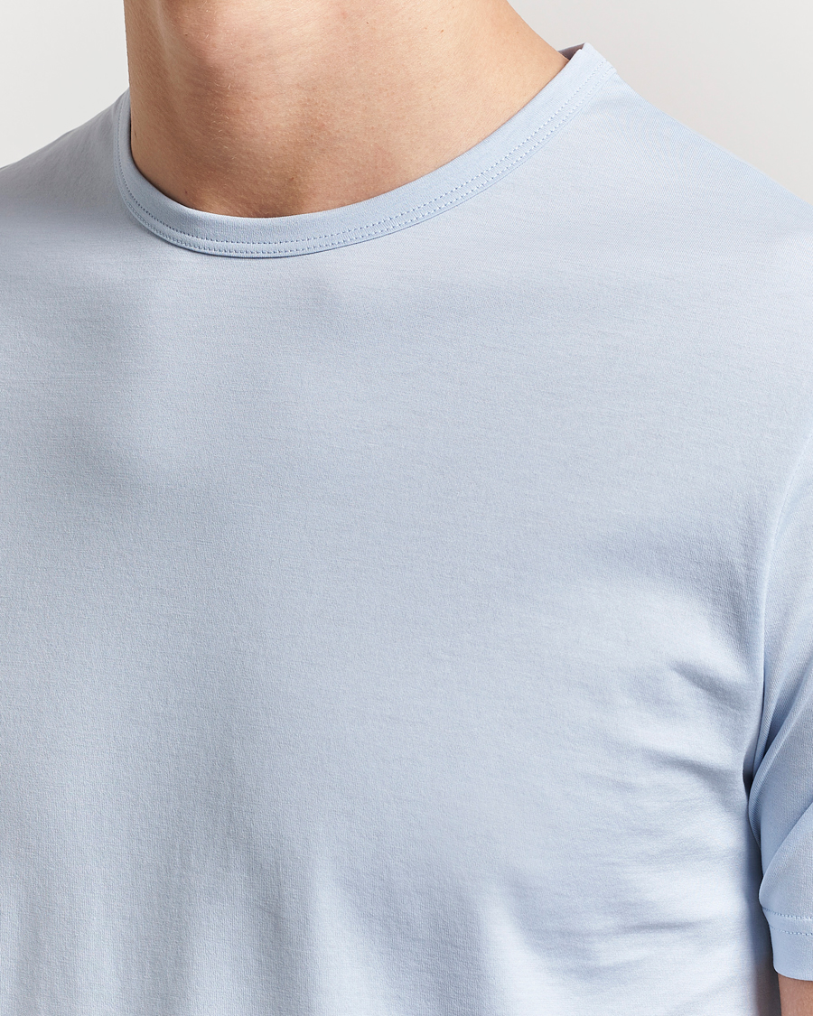 Herren | T-Shirts | Sunspel | Crew Neck Q82 Cotton T-Shirt Blue Mist