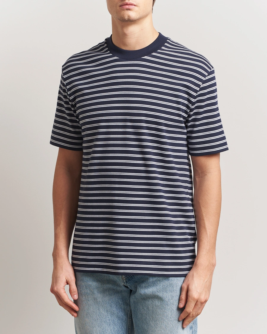 Herren | T-Shirts | Sunspel | Heavy Weight Supima Cotton T-Shirt Navy/White