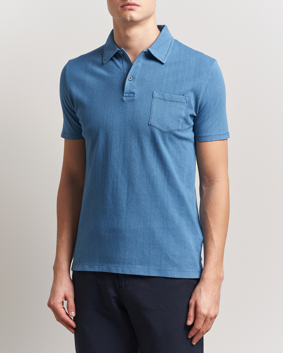Herren | Poloshirts | Sunspel | Riviera Polo Shirt Mid Indigo Wash