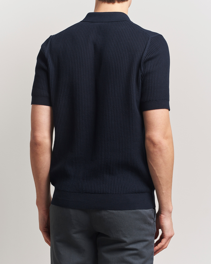 Herren | Poloshirts | Sunspel | Mesh Knit Stitch Polo Navy