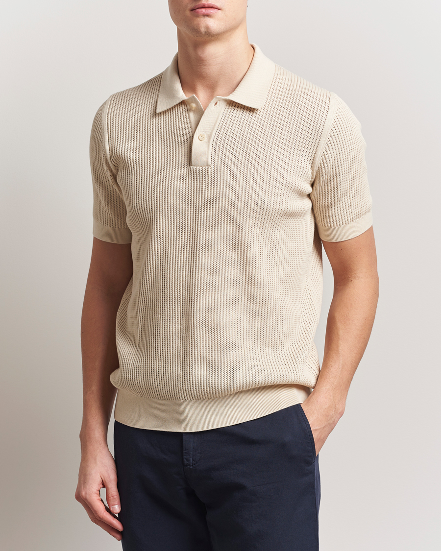 Herren | Poloshirts | Sunspel | Mesh Knit Stitch Polo Ecru