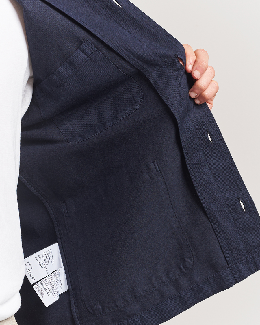 Herren | Hemden | Sunspel | Twin Pocket Cotton/Linen Jacket Navy