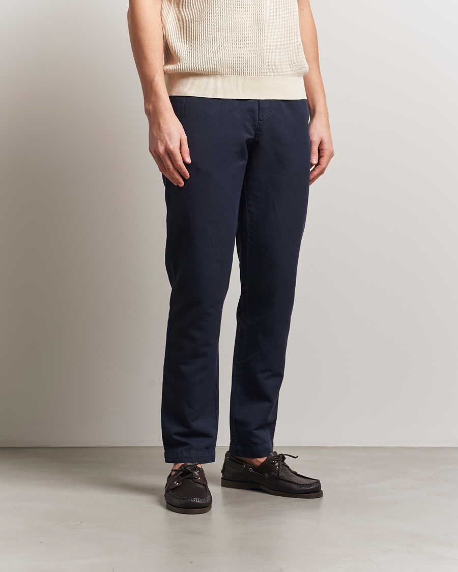 Herren | Hosen | Sunspel | Cotton/Linen Trousers Navy