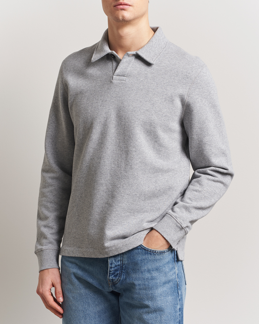 Herren | Pullover | Sunspel | Loopback Polo Sweatshirt Grey Melange