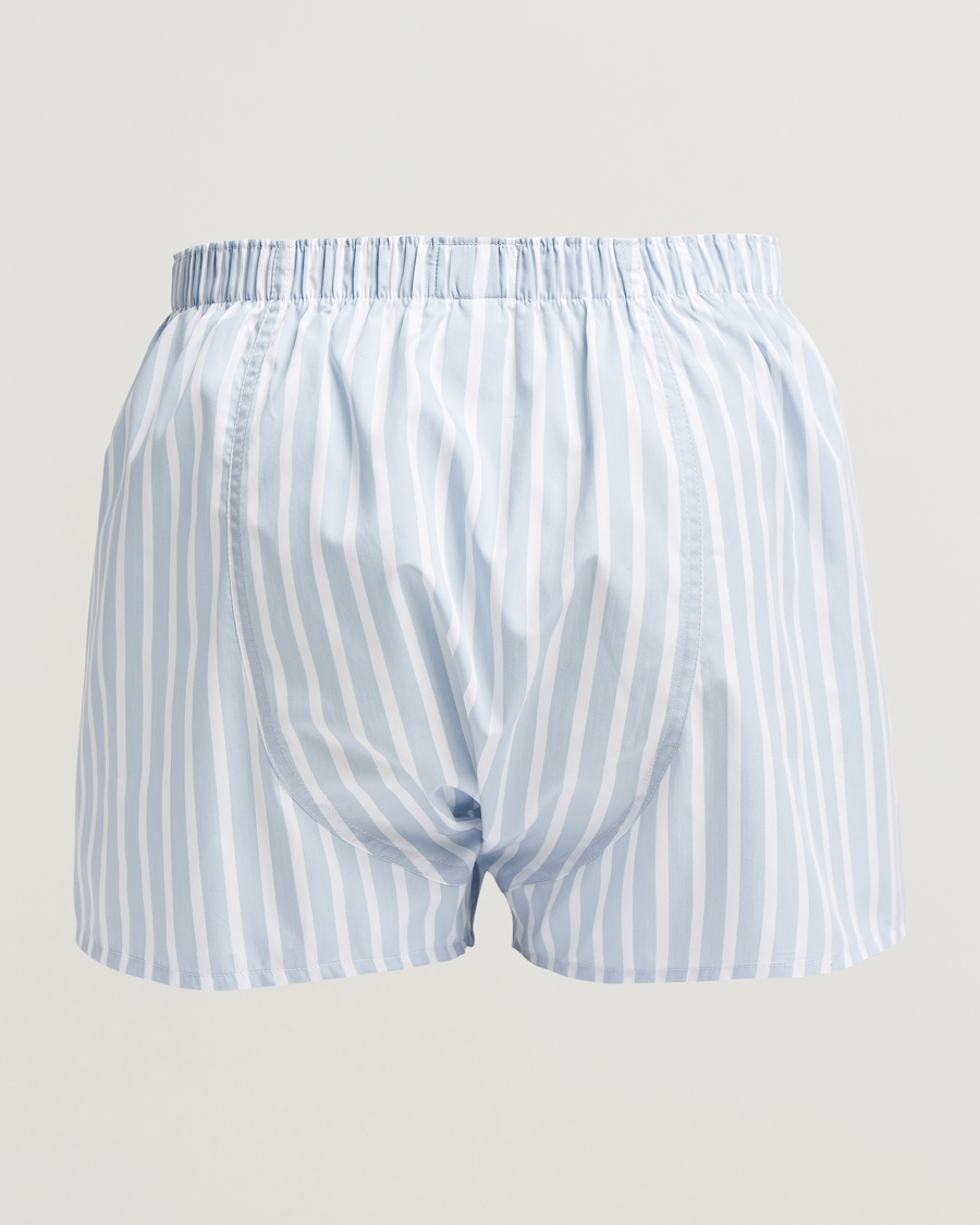 Herren | Unterwäsche | Sunspel | Classic Woven Cotton Boxer Shorts Sky Blue Barstripe