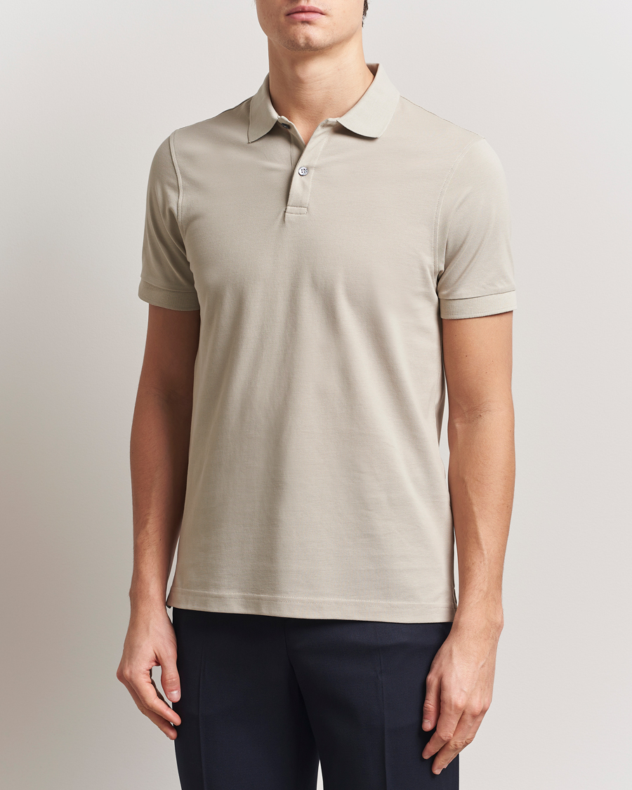 Herren | Poloshirts | Sunspel | Supima Cotton Short Sleeve Pique Polo Ash Grey