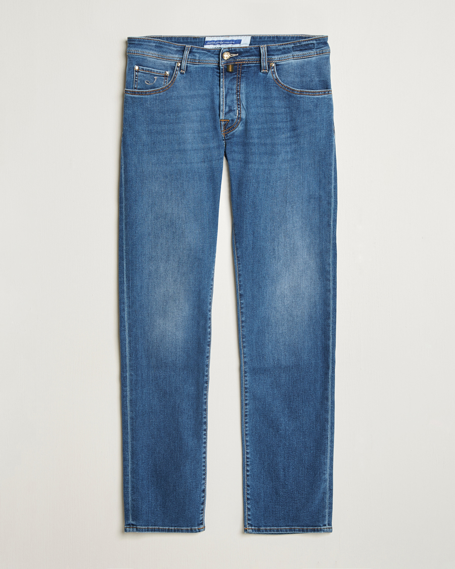 Herren | Jeans | Jacob Cohën | Nick Slim Fit Stretch Jeans Mid Blue
