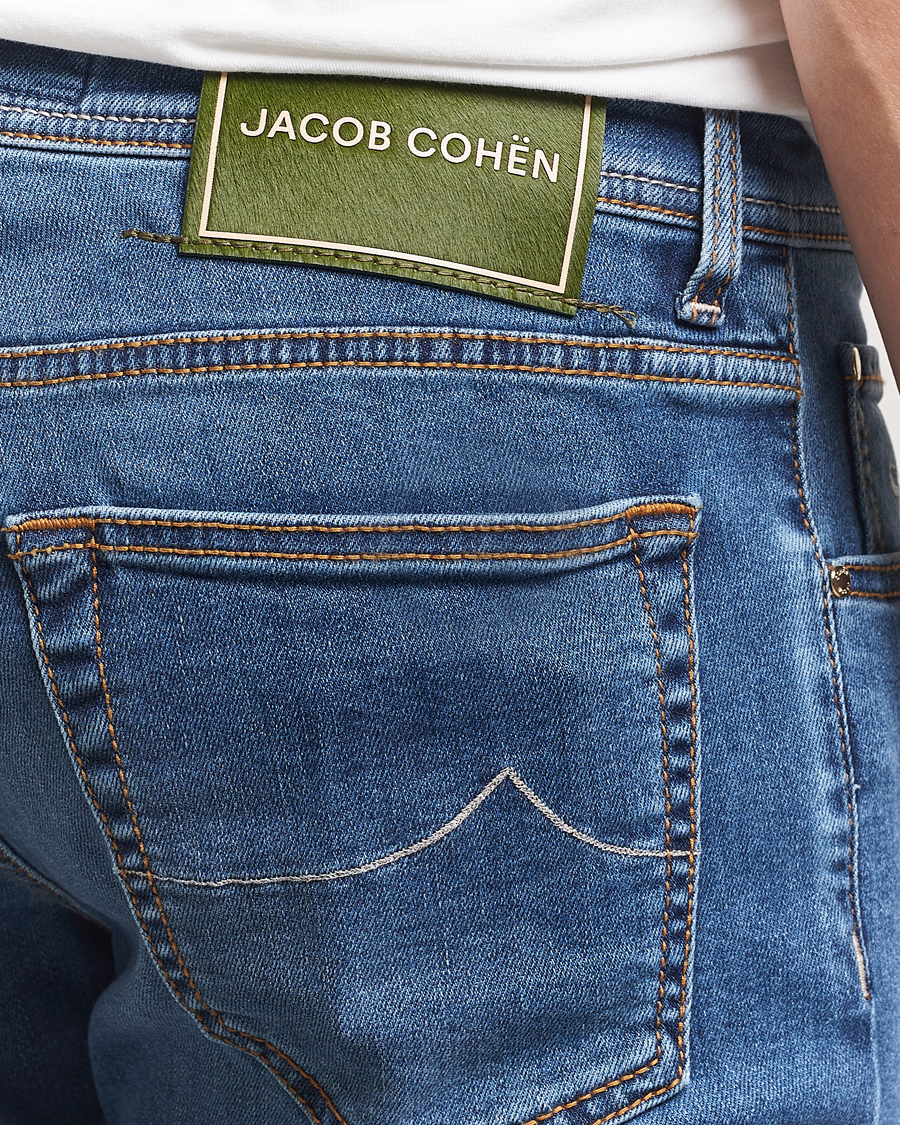 Herren | Jeans | Jacob Cohën | Nick Slim Fit Stretch Jeans Mid Blue