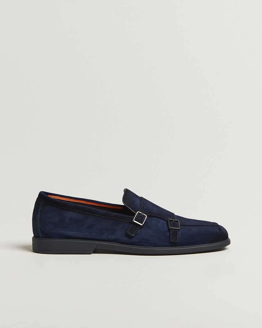 Herren | Loafer | Santoni | Malibu Double Buckle Loafers Navy Suede