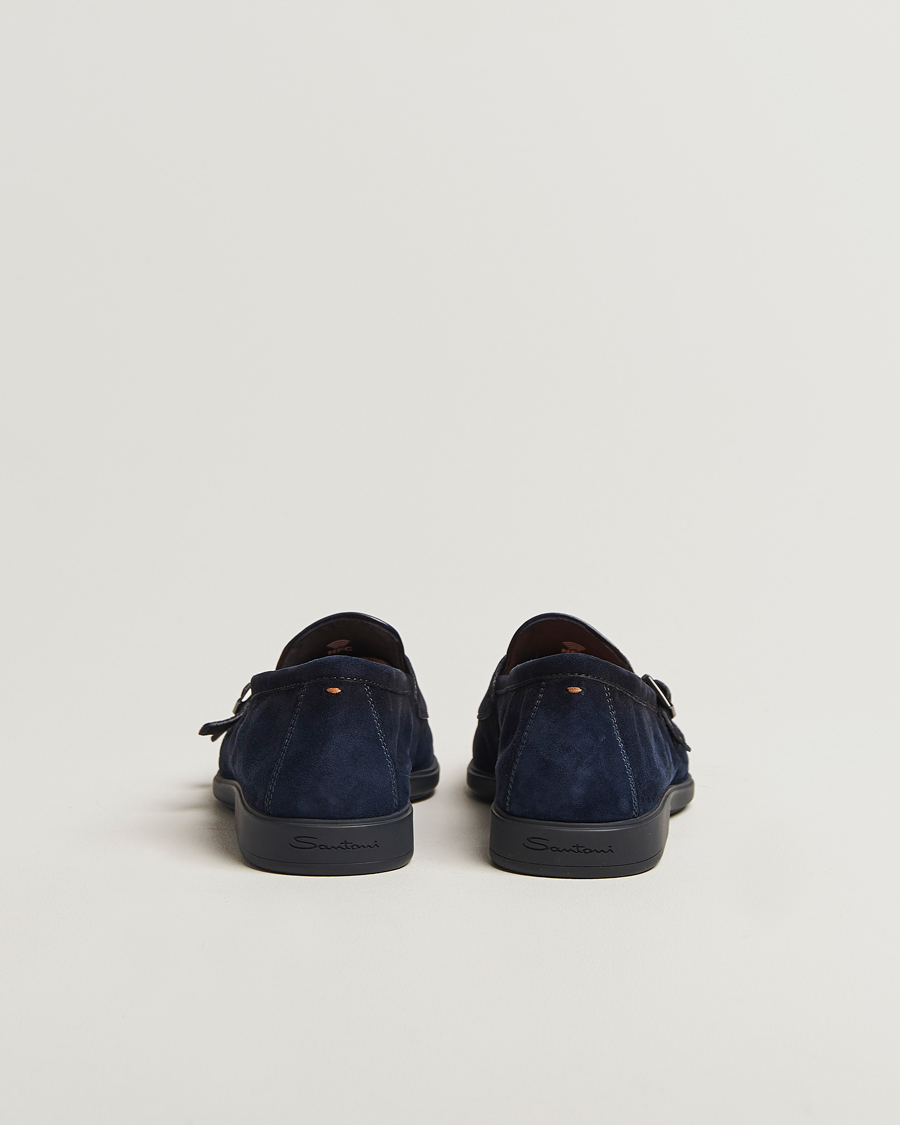 Herren | Loafer | Santoni | Malibu Double Buckle Loafers Navy Suede