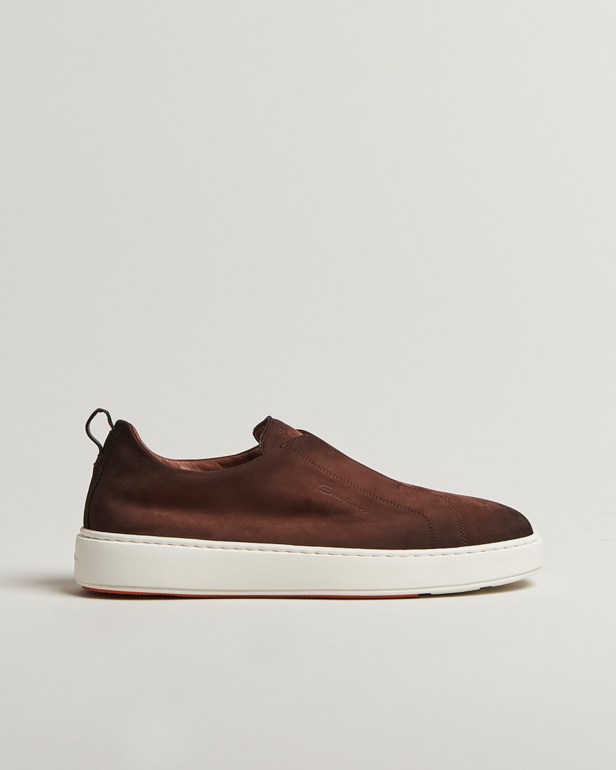 Herren | Sneaker | Santoni | Cleanic No Lace Sneakers Brown Nubuck