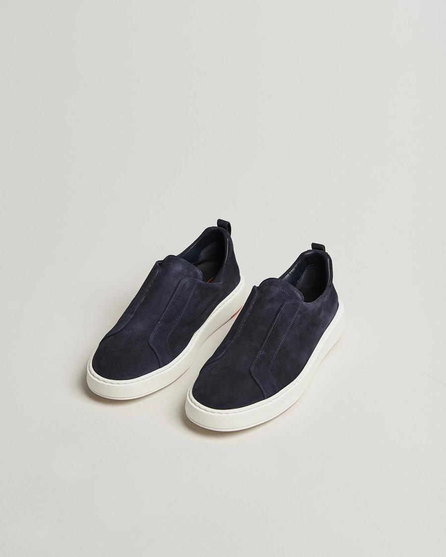 Herren | Sneaker | Santoni | Cleanic No Lace Sneakers Navy Suede