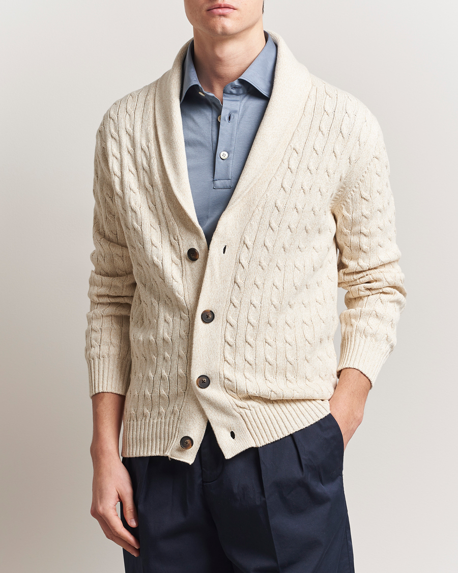 Herren | Pullover | Kiton | Shawl Collar Cardigan Beige