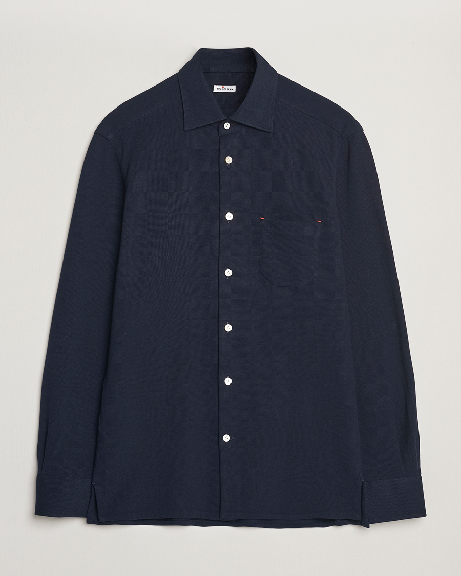 Herren | Hemden | Kiton | Jersey Piquet Shirt Navy