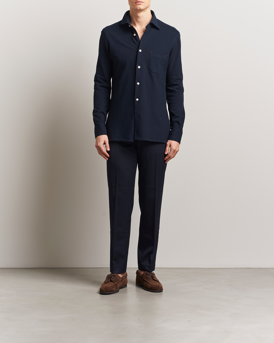 Herren | Hemden | Kiton | Jersey Piquet Shirt Navy