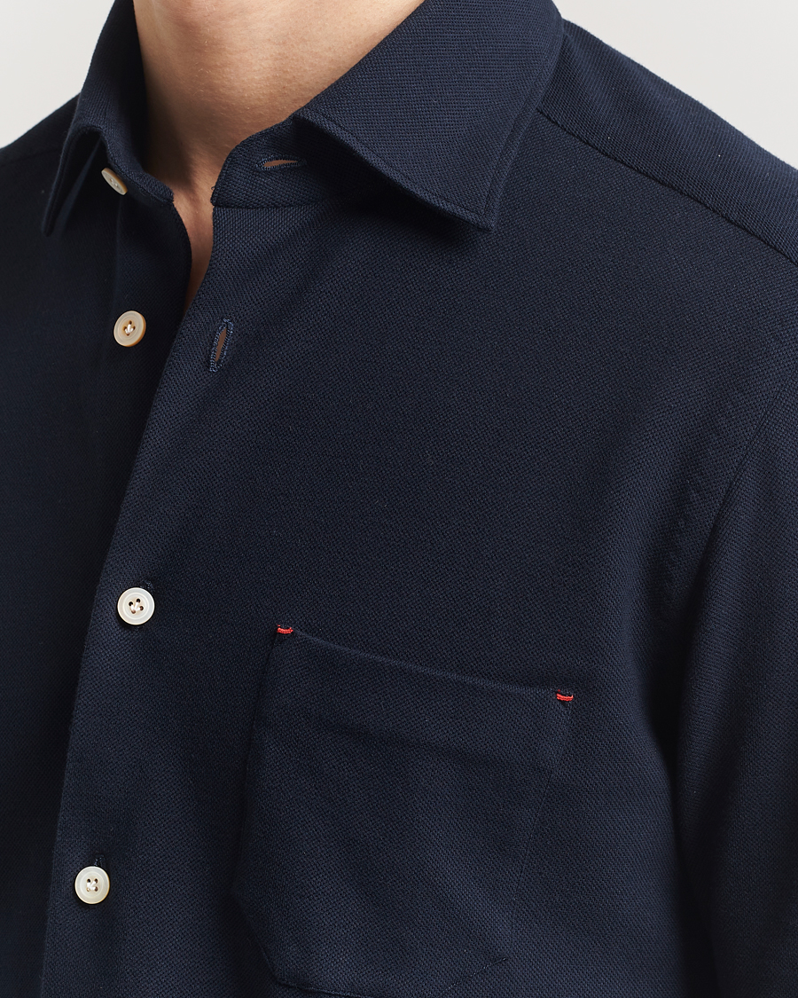 Herren | Hemden | Kiton | Jersey Piquet Shirt Navy