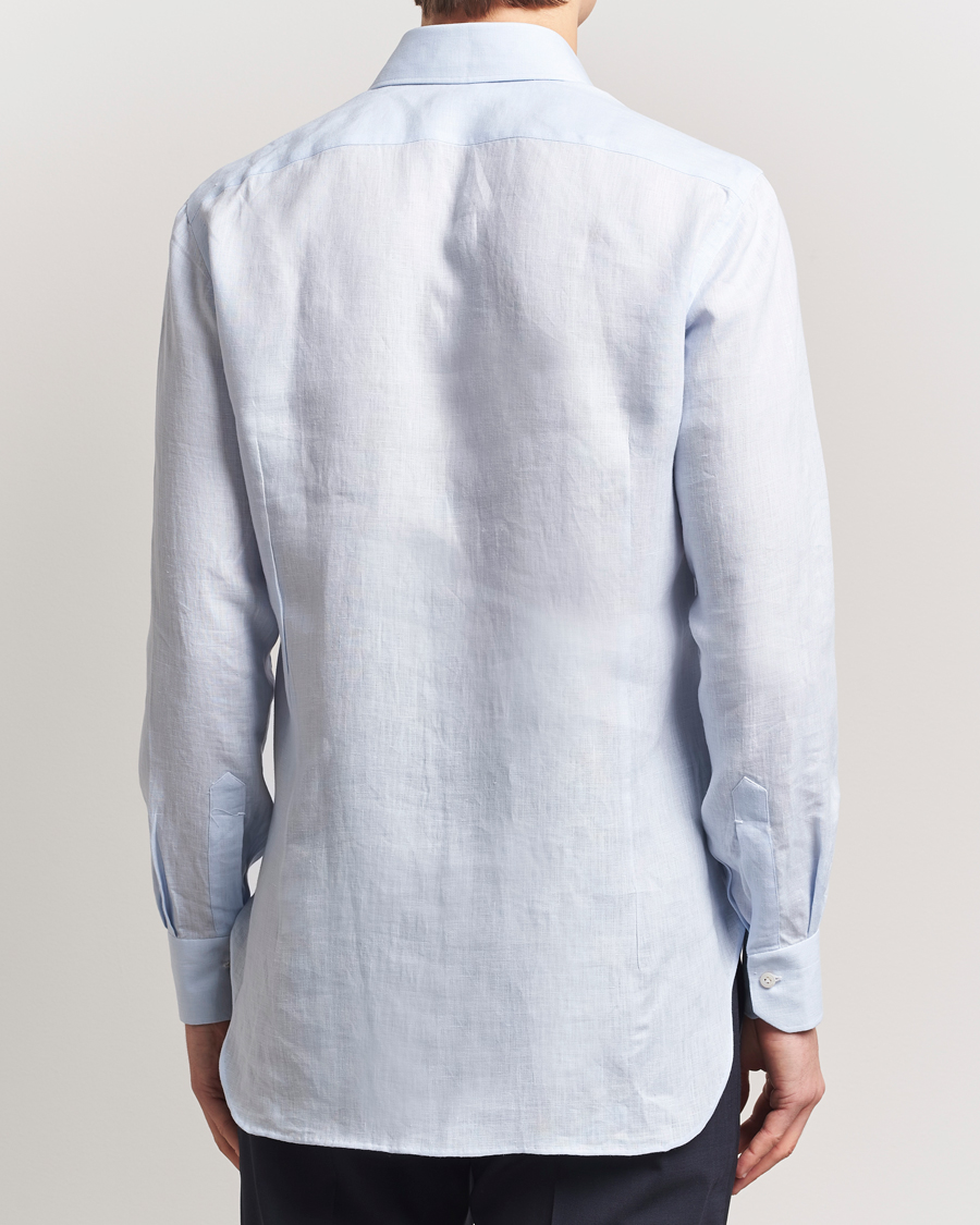 Herren | Hemden | Kiton | Linen Sport Shirt Light Blue