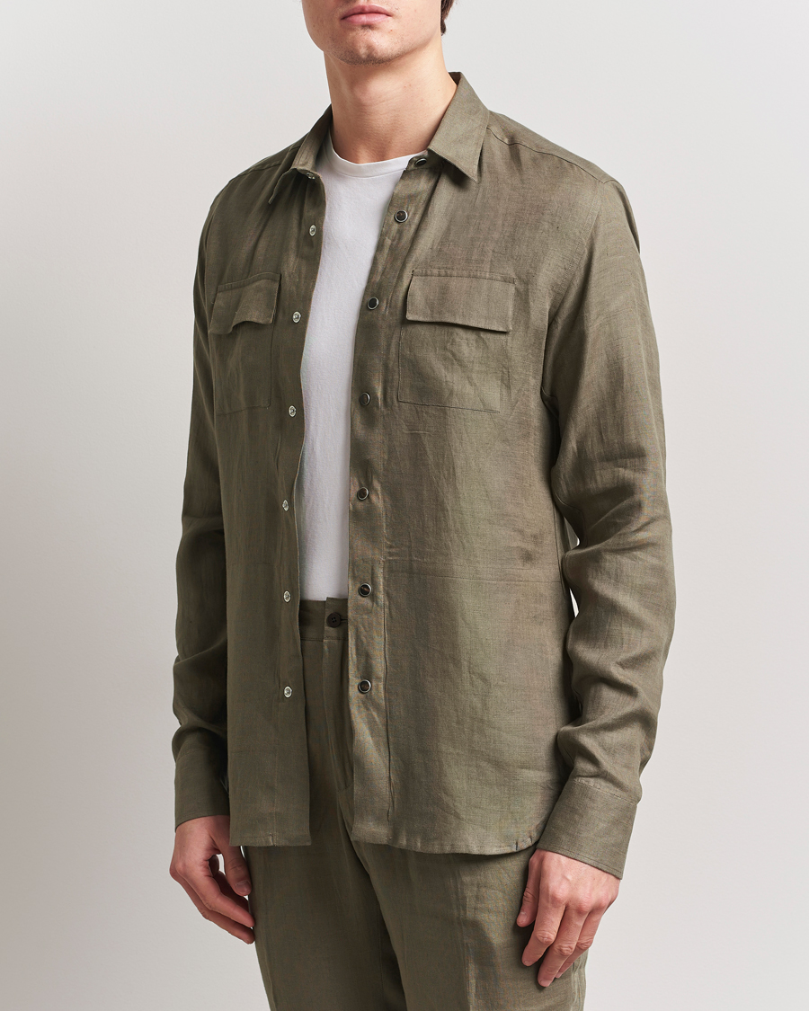 Herren | Hemden | Kiton | Linen Overshirt Olive